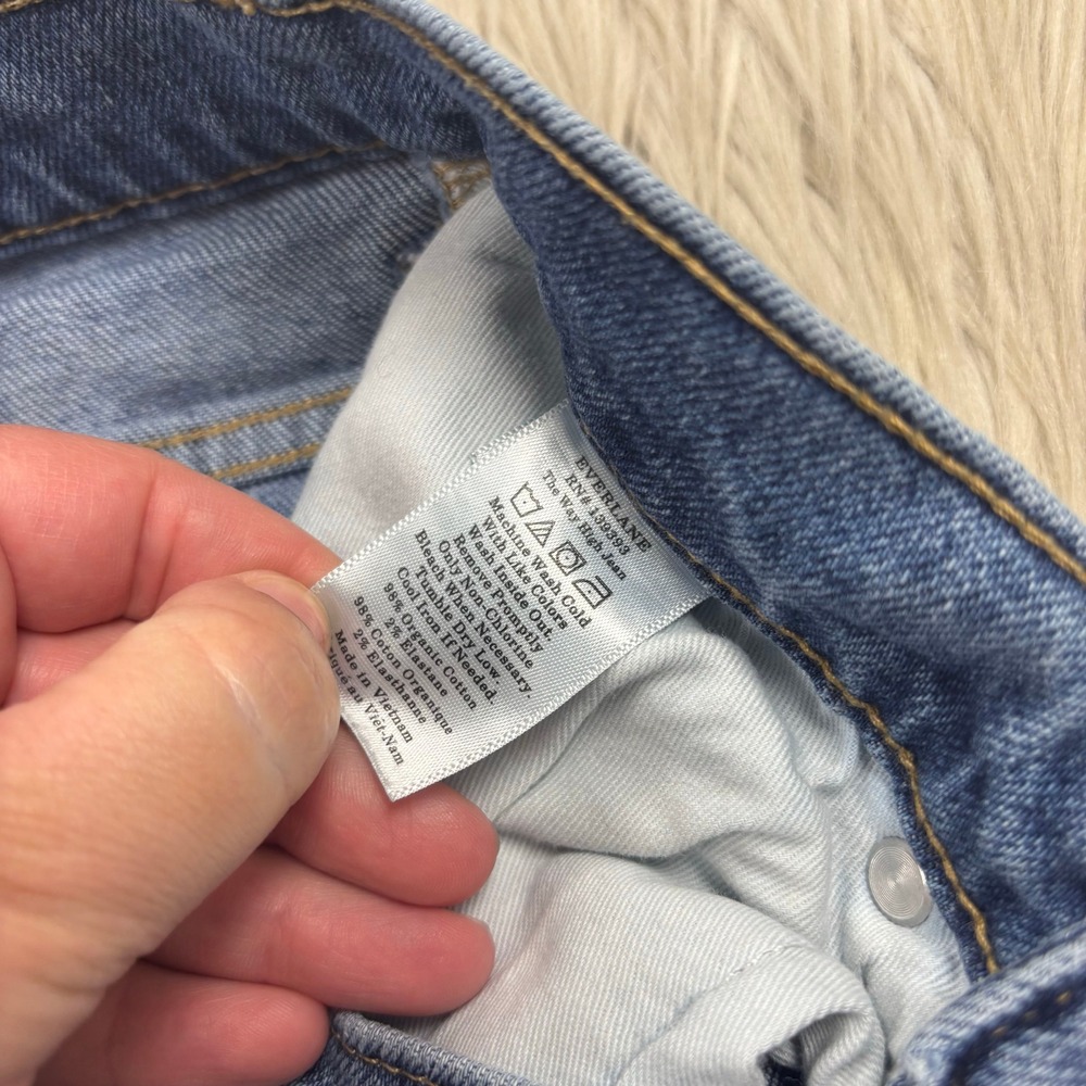 Everlane Women's 24 Light Wash Way High Straight Leg Jeans Raw Hems Classic - Picture 7 of 10